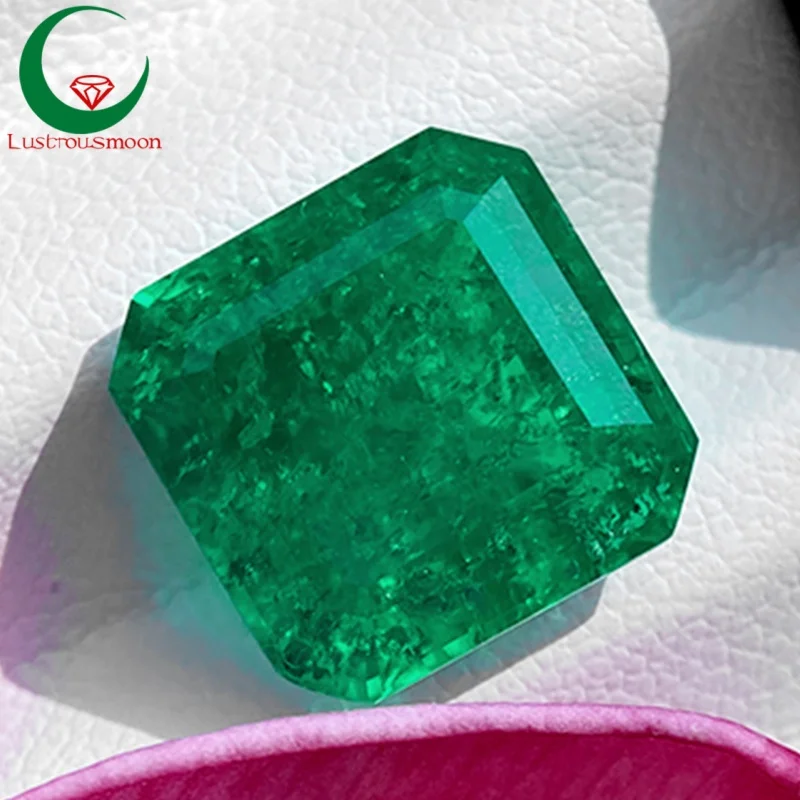 

Lab Grown Columbia Emerald Asscher Cut Full Sizes With Cracks Inclusions Loose Stone High Quality Color Gemstone AGL Certificate