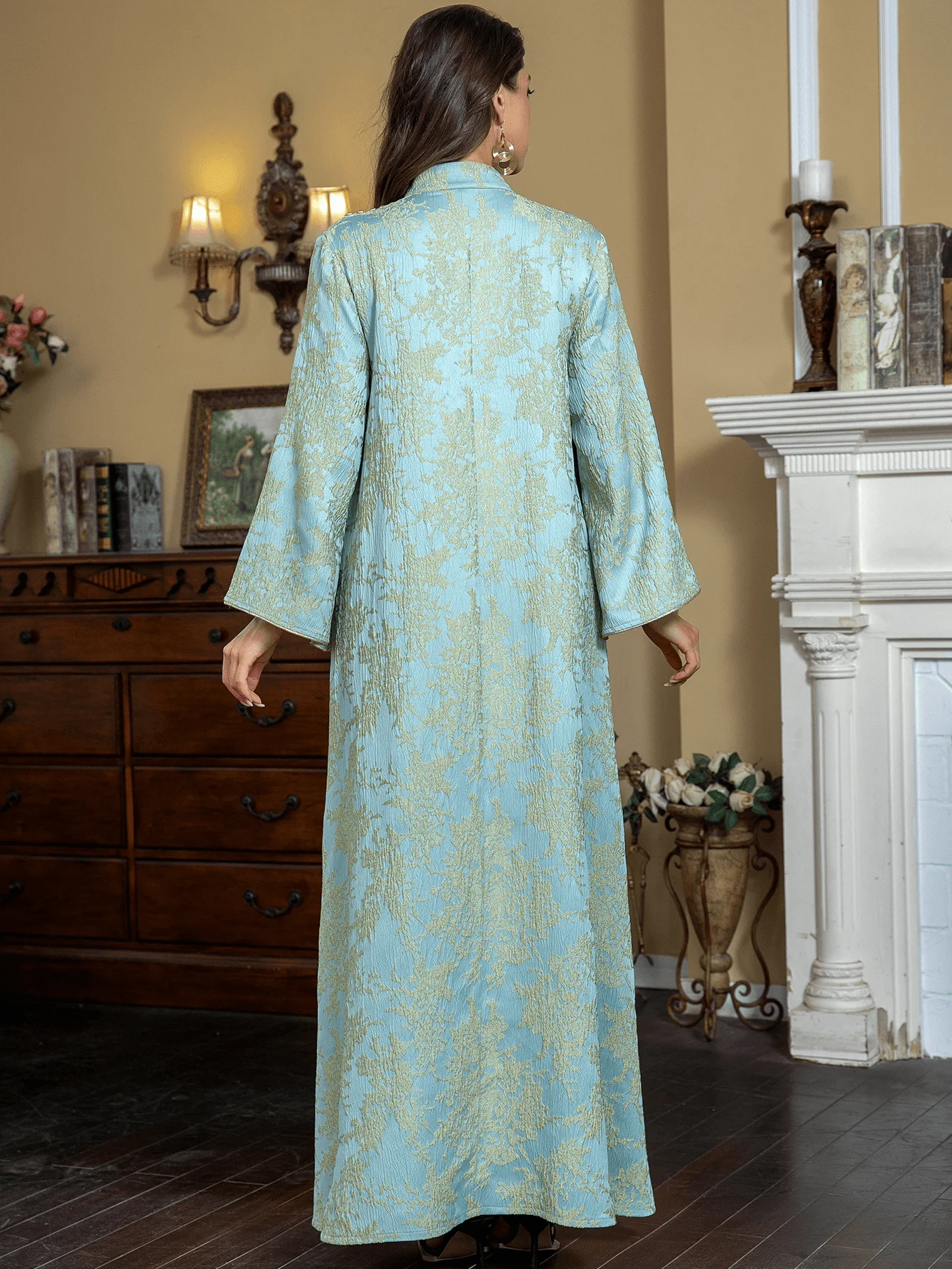 AB350Manufacture embroidery beaded Eid long dresses qatar muslim woman women dress top 2024