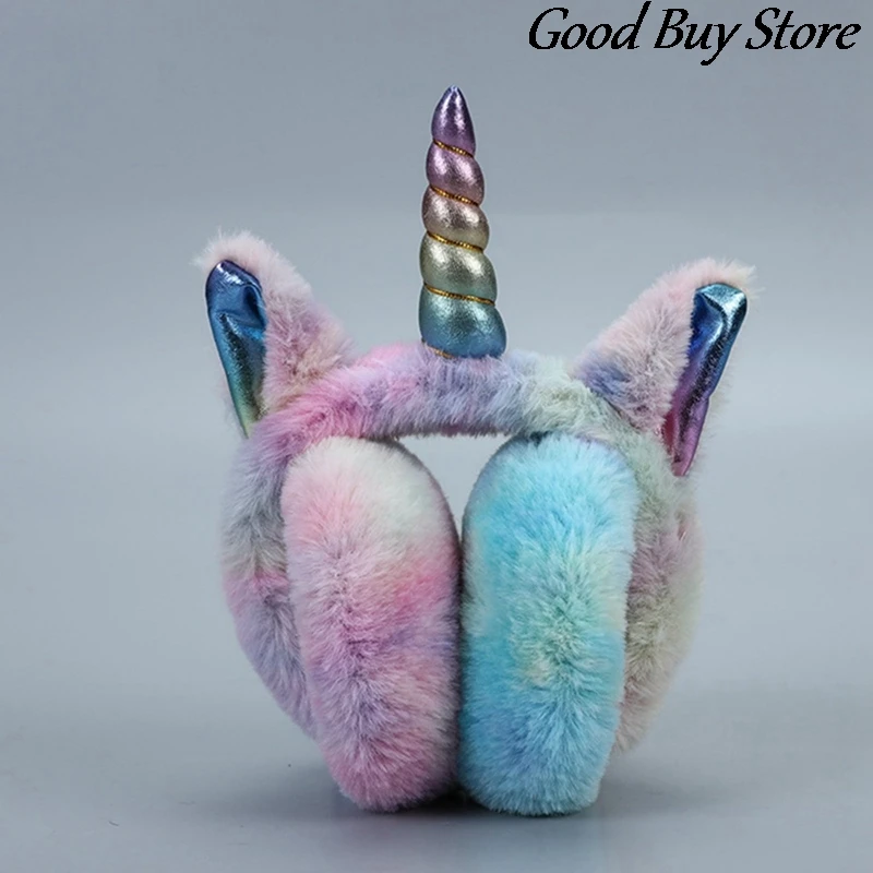 Unicorn Plush Earmuffs Children Winter Soft Fur Ear Cover Kids Keep Warm Skiing Cycling Earflaps Girls Princess Earmuff Caps