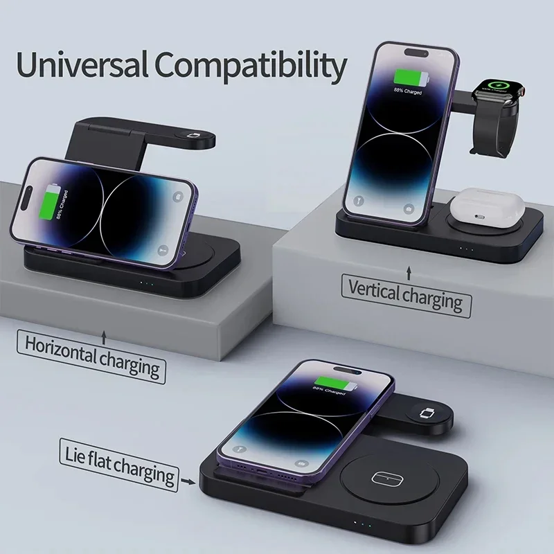 4 In 1 Wireless Smart Phone Watch Charger Stand Foldable For Samsung S23 S22 Galaxy Watch 5 4 3 Active2/1 Fast Charging Station