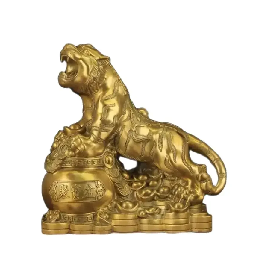 

Brass Treasure Pot Tiger Ornament Twelve Zodiac Metal Craft Decoration