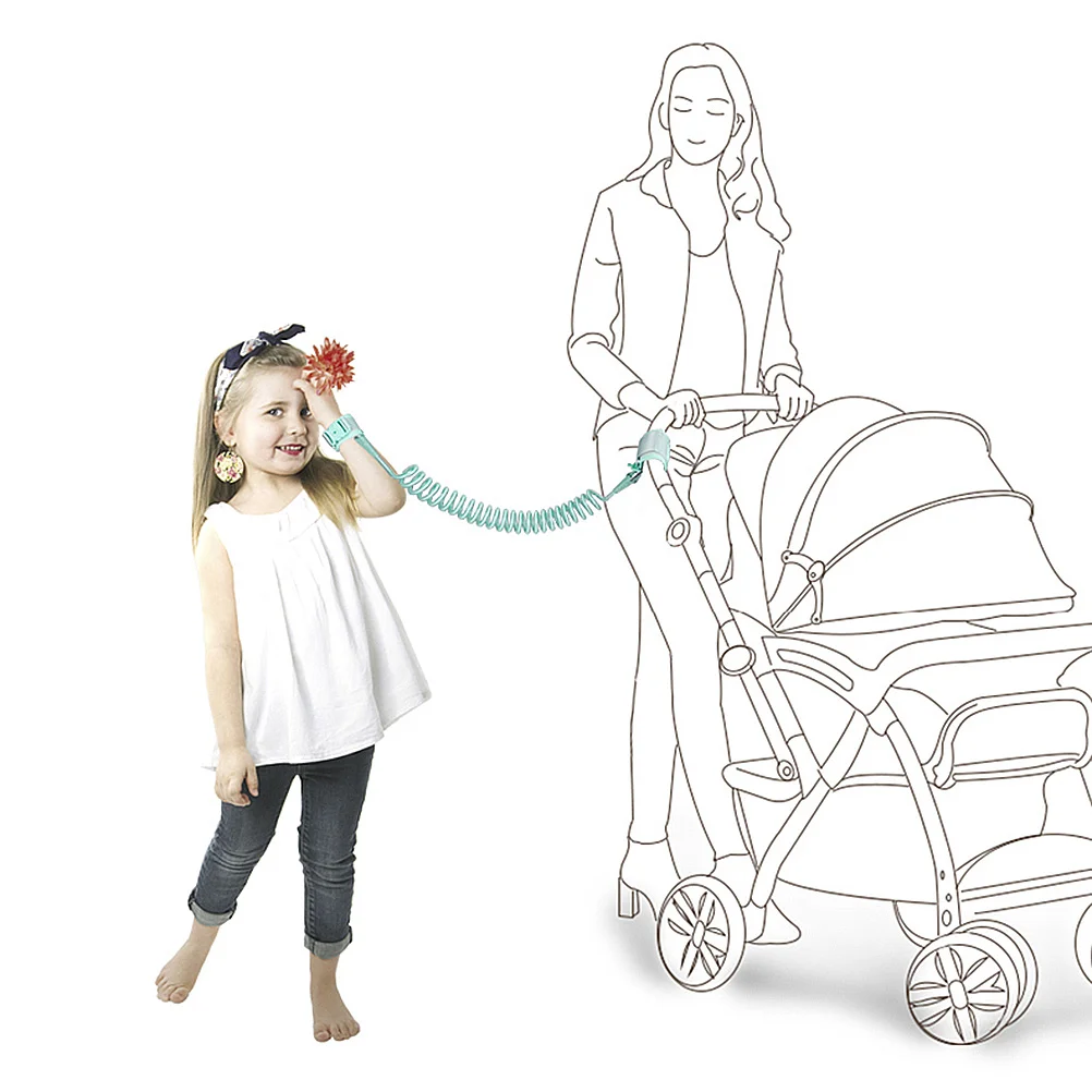 Sangle Anti-perte pour enfants, corde de Traction de sécurité réglable de 2M avec conception de verrouillage, bracelet d'extérieur vert