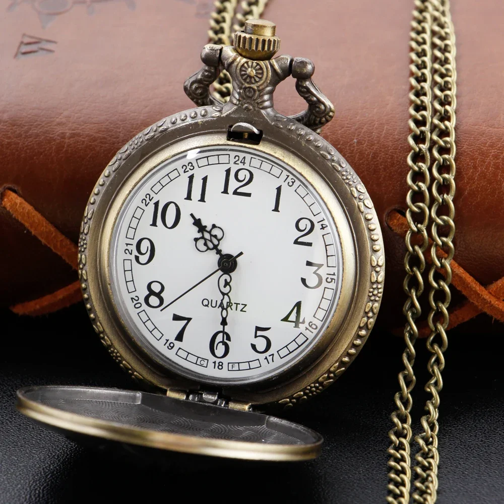 Retro Quartz Pocket Watch for Women Men Terror Death Devil Skeleton Bronze Time Gem Necklace Pendant Children Chain Gifts