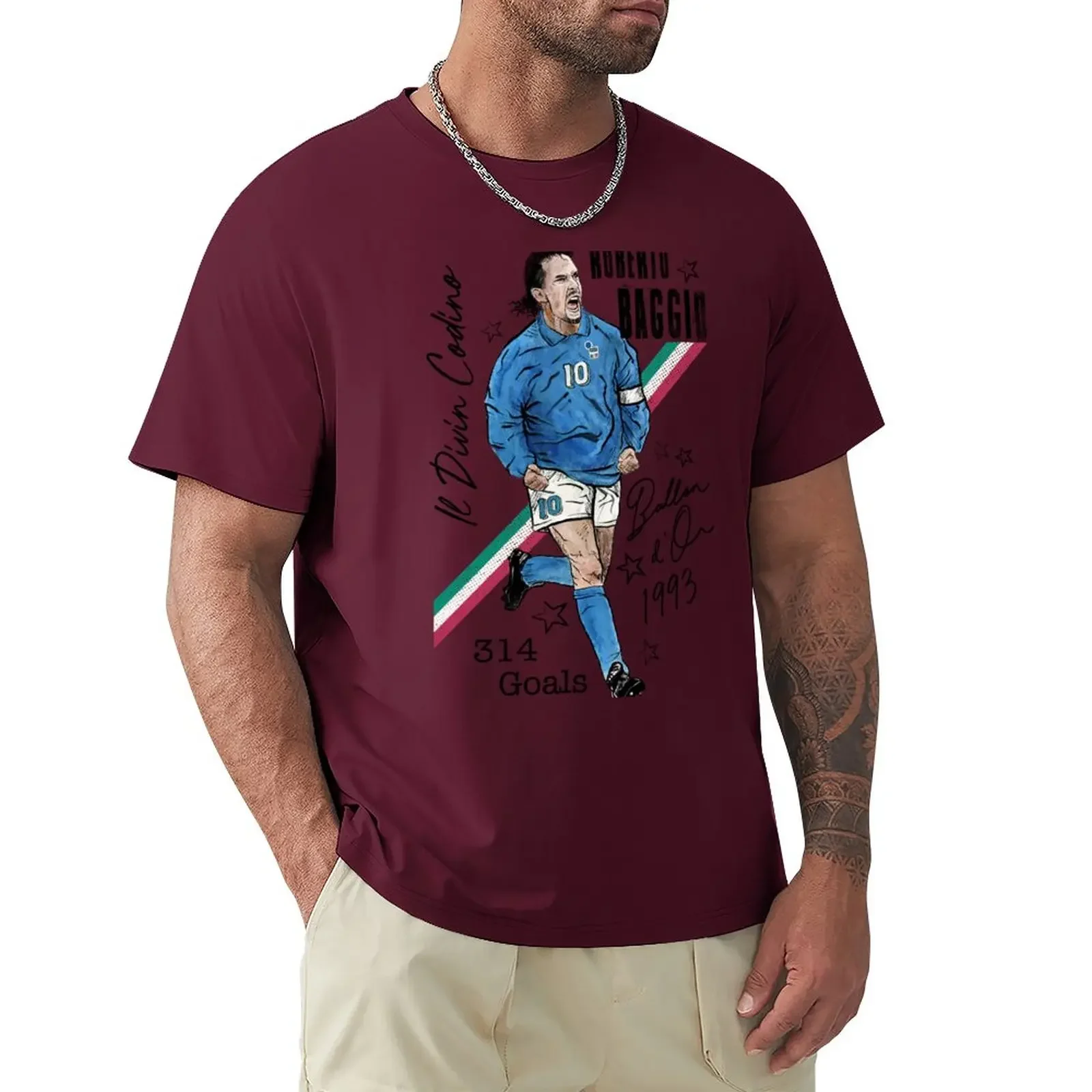 R.Baggio - Il Divin Codino T-Shirt plus size tops animal prinfor boys plus size men clothing