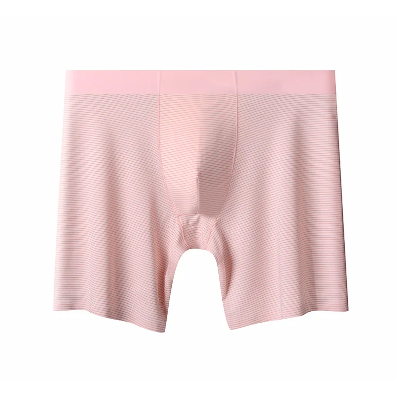 

Мужские шорты-боксеры большого размера с длинными штанинами, нижнее белье из ледяного шелка, тонкие дышащие удлиненные трусы, бесшовные сексуальные трусики с выпуклостью U