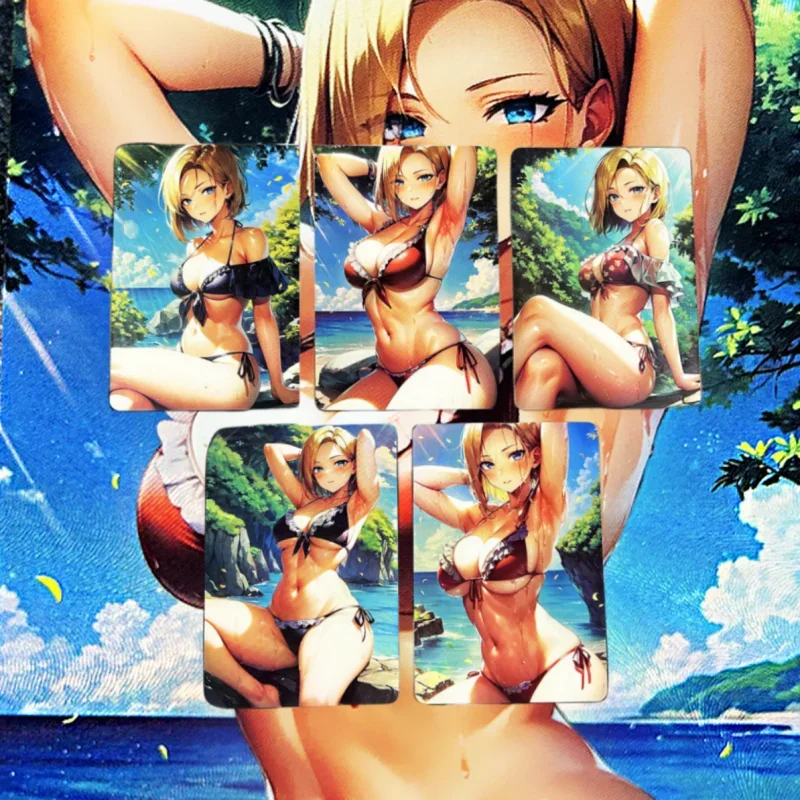 

5Pcs/Set Sexy Anime Cards ACG Girl DRAGON BALL Android 18 Refraction Color Flash Kawayi DIY Collection Cards Sexy Cute Toys Gift