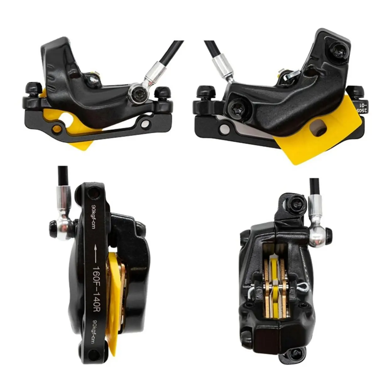 PHONE&GEAR 4-Piston Hydraulic Disc Brake Set Electric Scooter Front Right 140cm & Rear Right 220cm MTB E-Bike Brake Kit