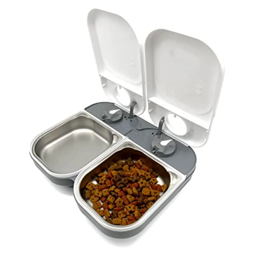 

C200 2 Meal Timer-Controlled Automatic Pet Feeder - for Cats and Small Dogs, Wet or Dry Food, Stainless Steel Bowl Inserts and