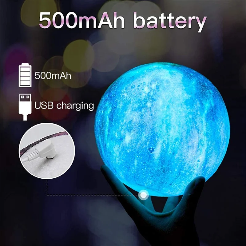 USB Charging Night Light 3D Starry Sky Painted Moon Lamp 16 Color Remote Control Galaxy Lights For Bedroom Decoration Table Lamp