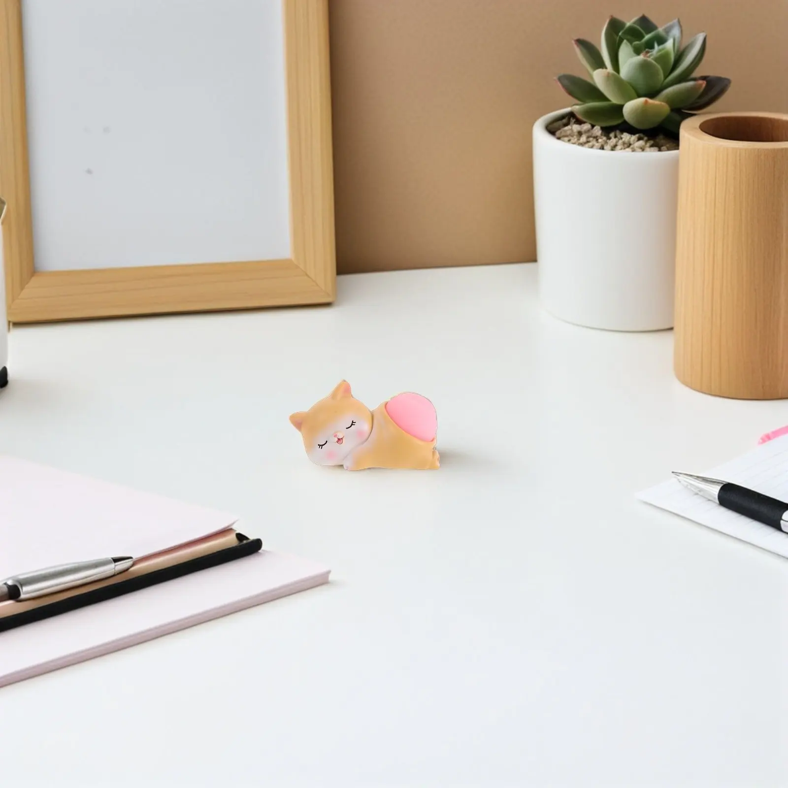 4Pcs Resin Cute Cartoon Desk Ornaments Squeezable Stress Relief Decor for Office Car Dashboard Home Desktop Creative Decoration