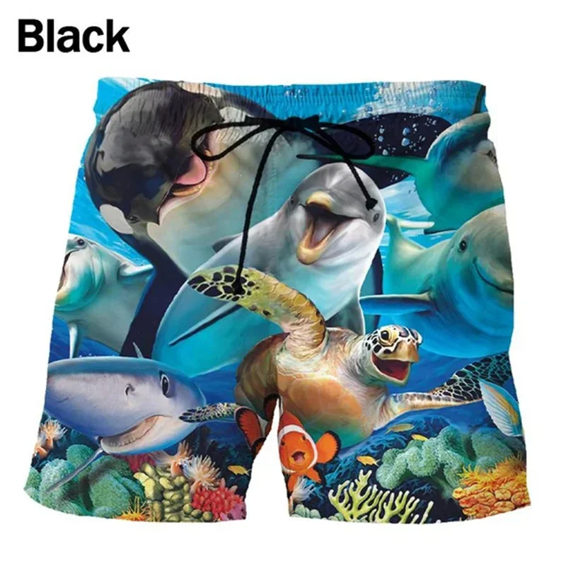 3D Printed Cute Dolphin Short Pants Men Sea Animals Graphic Beach Shorts Casual Hawaiian Quick-Dry Swim Trunks Surf Board Shorts