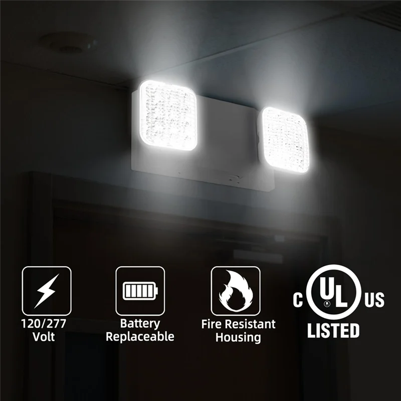 ABKO-LED Emergency Lighting With Two Square Adjustable Heads, Battery Backup Capacity Of 90 Minutes Duration
