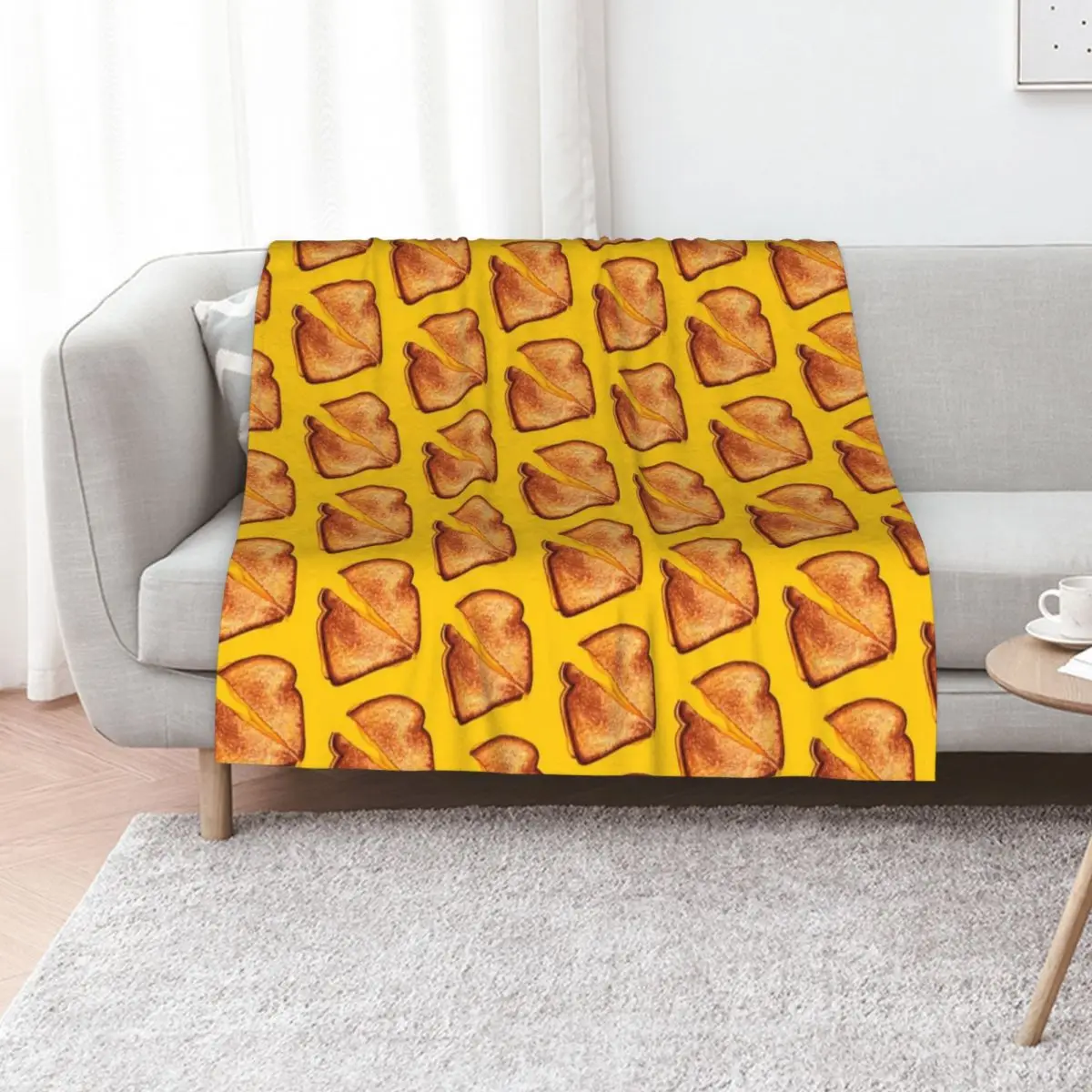 

Grilled Cheese Sandwich Pattern - Yellow Throw Blanket Thins Moving Thin Vintage Blankets