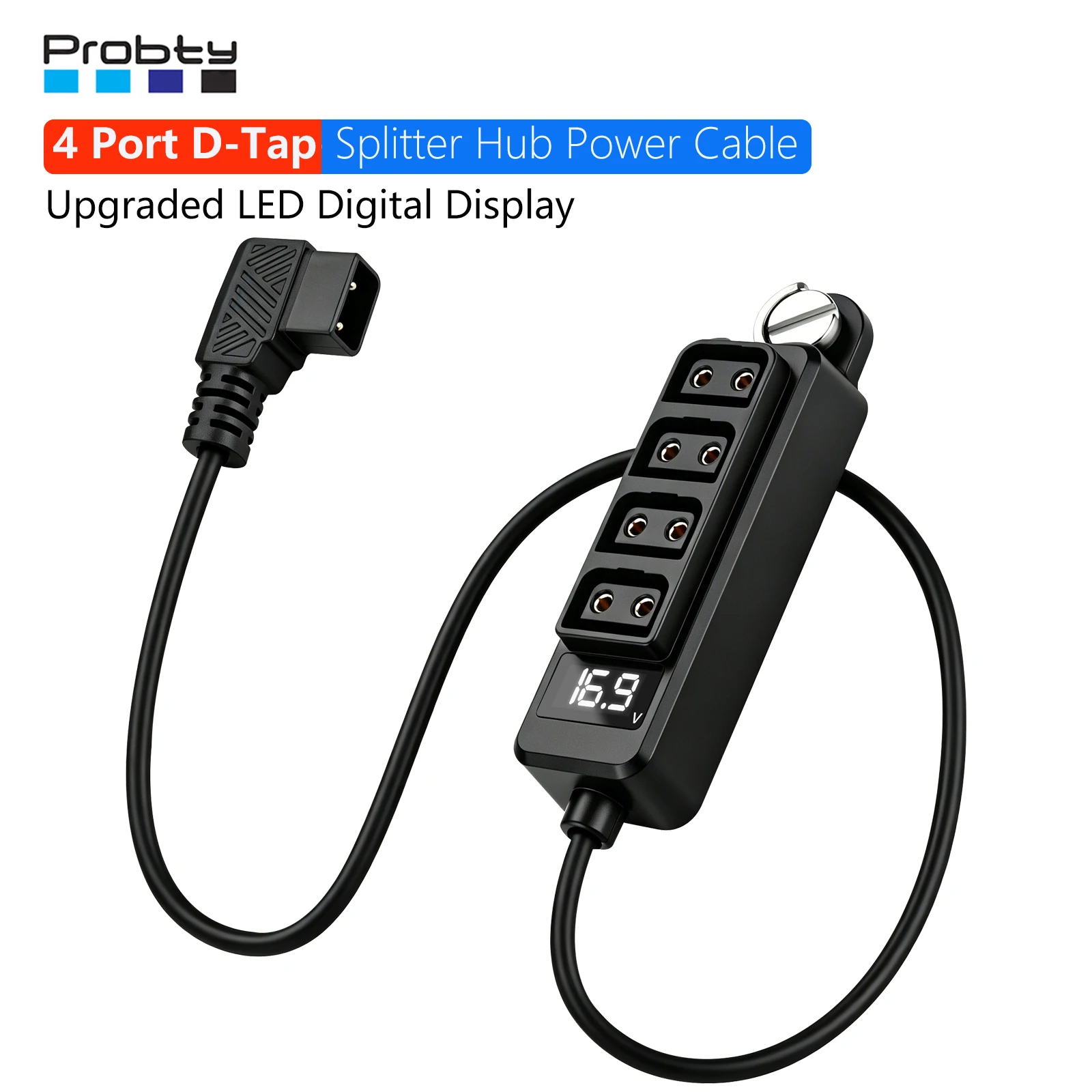 Probty D-Tap Male To 4-Port D-Tap Female Camera Power Supply Distributor DTAP Fourway Splitter for Anton V-mount Battery