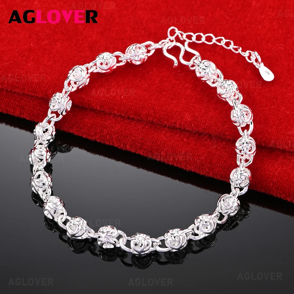 

AGLOVER 925 Sterling Silver Love Devil Fruit Bracelet Cute Elegant Women Party Jewelry