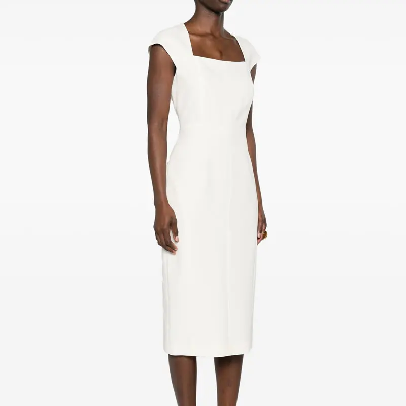 

Elegant Sheath OL Work Dresses Women White Square Collar Dress