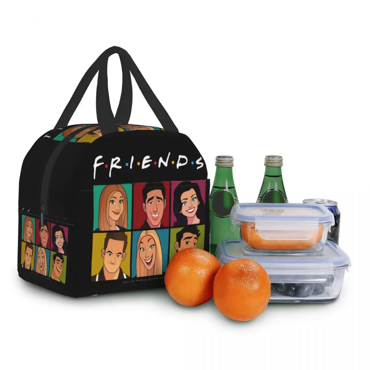 Borsa da pranzo per amici anime dei cartoni animati Borsa da pranzo termica per donna Borsa da pranzo isolata calda per bambini in età scolare Borse portaoggetti portatili per alimenti