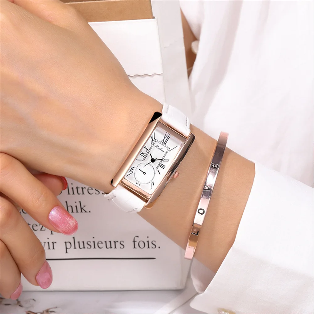 2023 New Fashion Thin Belt Watch Women's Rectangular Quartz Leisure Roman Scale Women's Watch