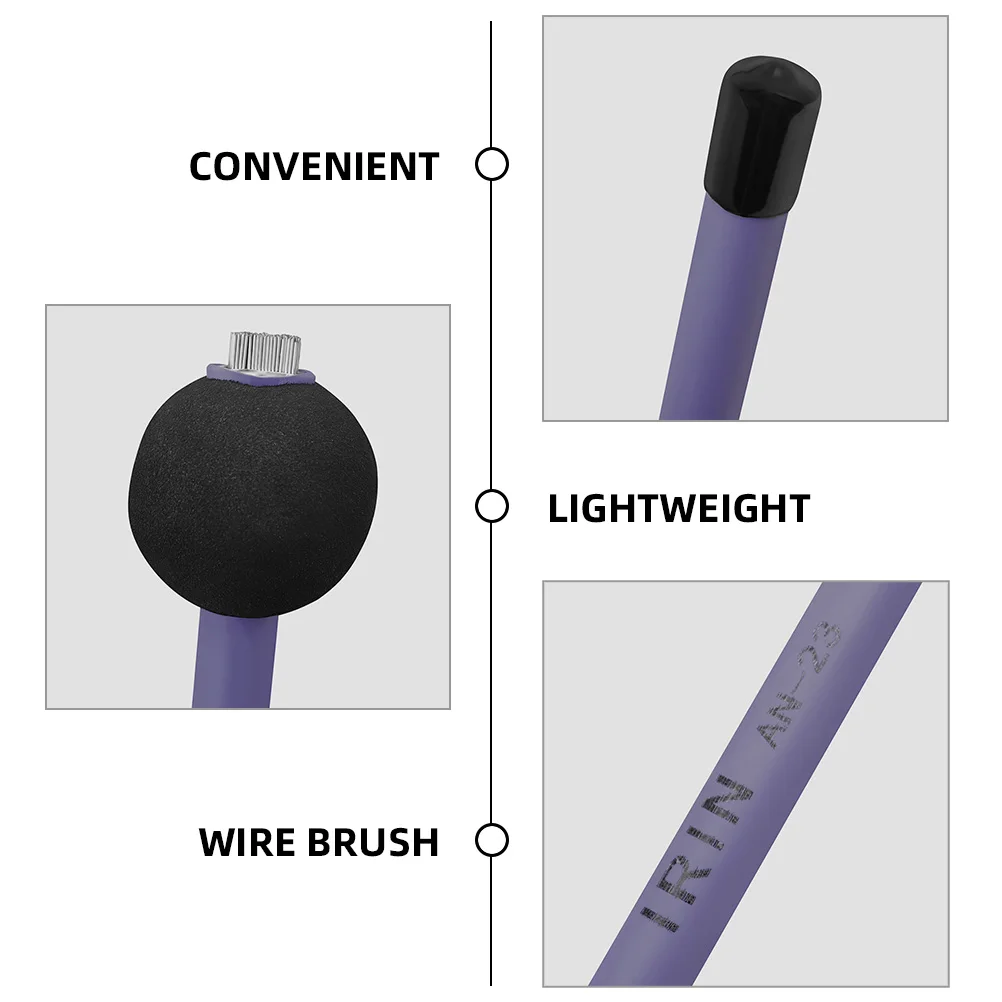 

1 Pair Retractable Steel Wire Long Handle Durable For Practice Percussion Stick Brush Set Carbon Steel Wire Drum Cleaning Tool