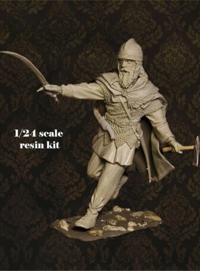 1/24 Scale 75mm Die-Cast Resin Figure Model Kit Ancient Dacian Warrior with Falx Miniature Toy Unassembled Unpainted DIY Diorama