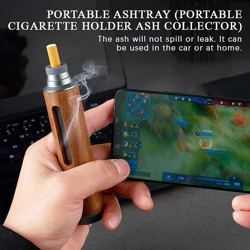 Portable Cigarette Ashtray No Ash Falling Design Windproof Pocket Ash Catcher for Car Driving Outdoor Camping Travel Daily Use