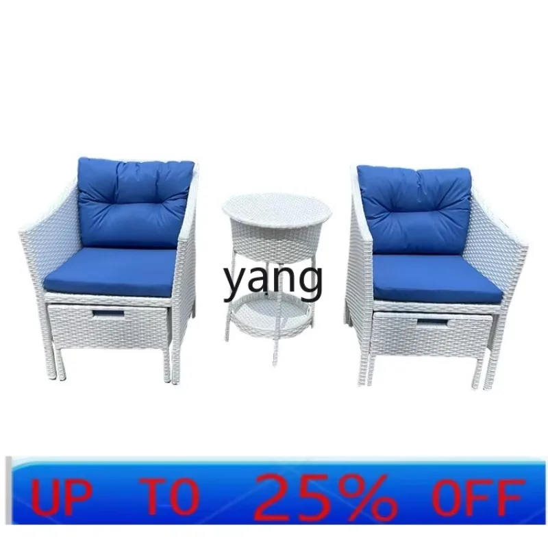 Ltt rattan outdoor chair sofa combination five-piece set with storage ice bucket coffee table