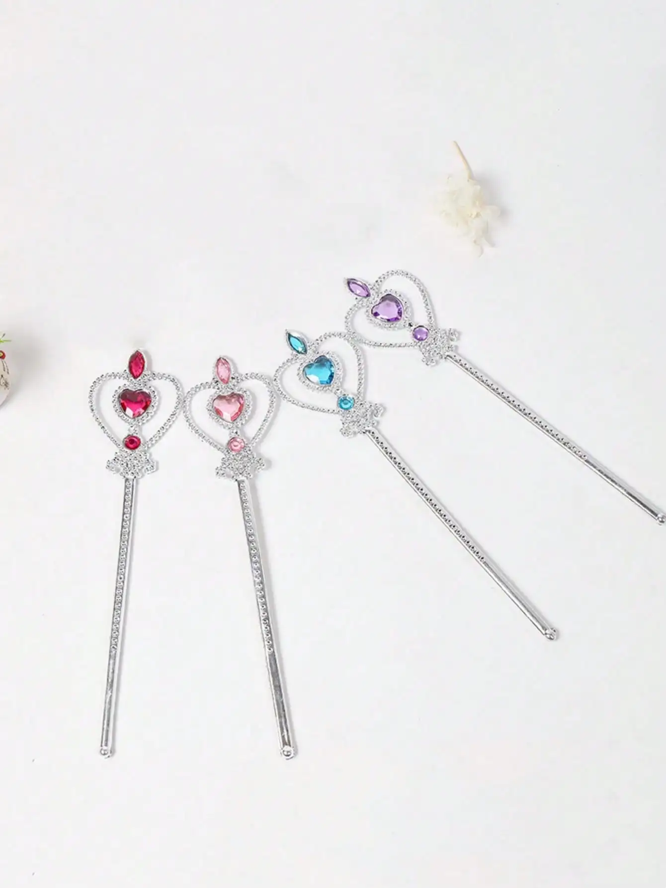 5pcsPrincess Magic Wand, Frozen Love Fairy Stick, suitable for performance props, gifts, plastic canes