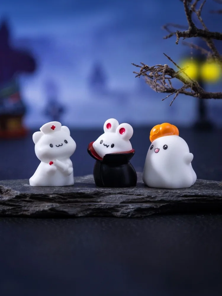 4/8 pçs bonito abóbora fantasma decoração halloween micro paisagem estatuetas em miniatura resina artesanato mini ornamentos de jardim de fadas
