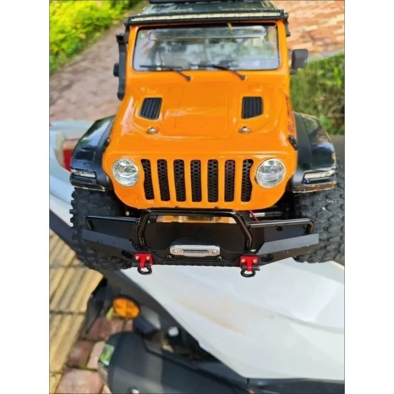 Upgrade Metal Front Bumper Stinger/Goat Style for YK4082/4102 1/8 RC Crawler Casting Process No-Drill Aluminum Beam Winch Ready