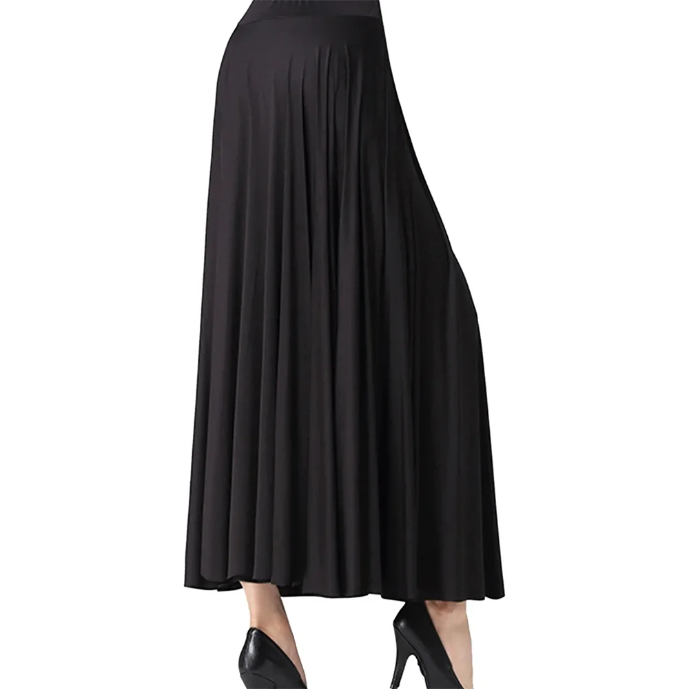 

Lady Modern Swing Skirt Waltz Ballroom Dance Practice Ruffle Long Skirt Women Ballroom Dance Half Skirt Solid Color Long Dresses