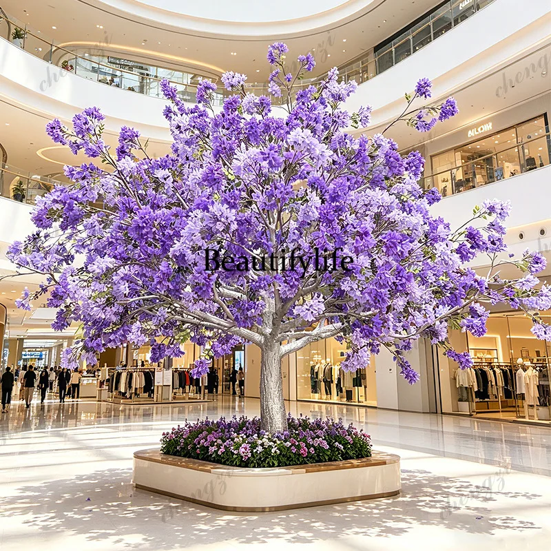 A74 Simulation Jacaranda Floor Decoration Large FRP Indoor Outdoor Spot Shopping Mall Meichen