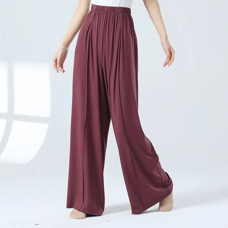 Gruppen von Hosen Flowy Dance Culotte Soft Stretch lose hohe Taille Übungs kostüm Frauen Körper Reim klassische lange Kleidung neu