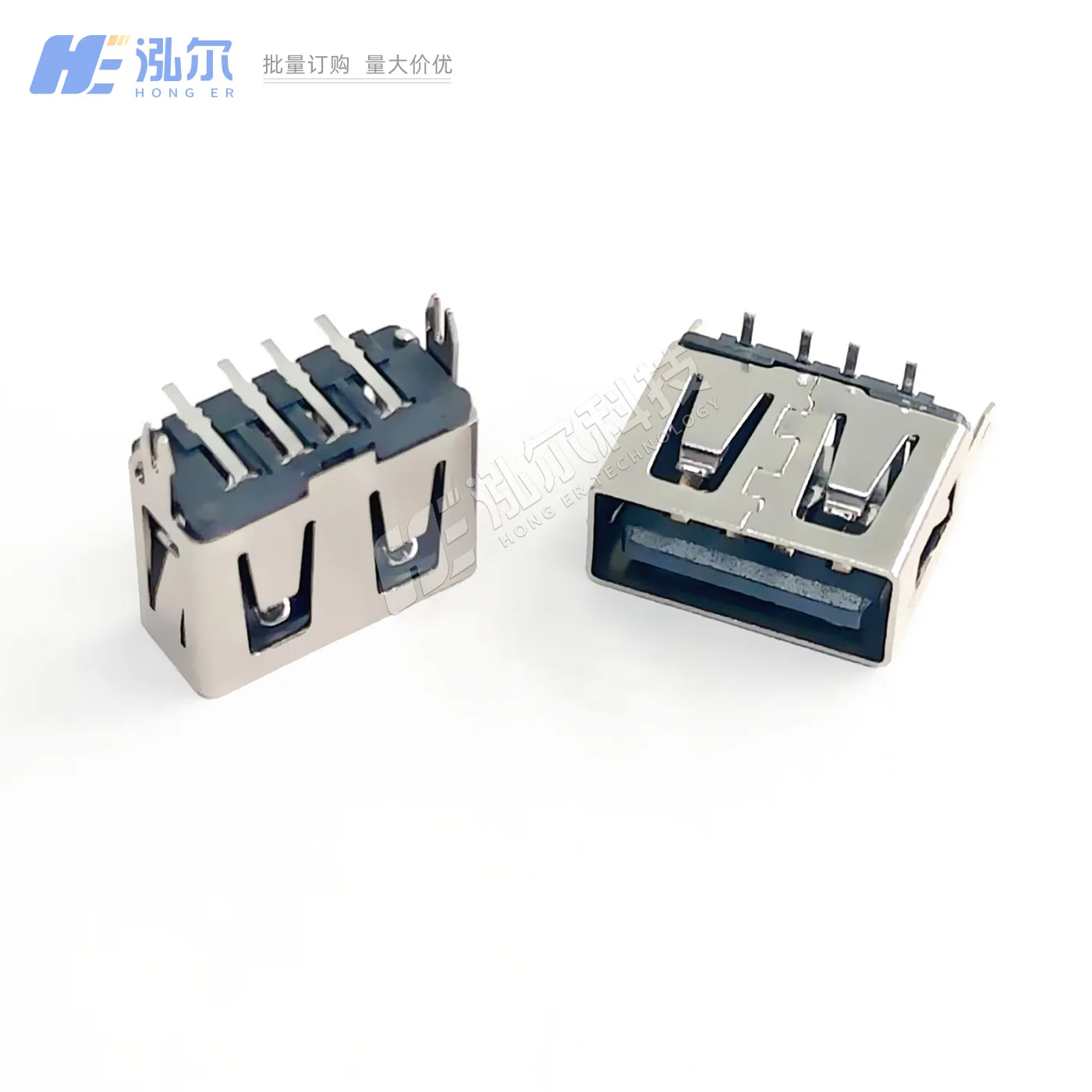

For USB AF2.0 female stand SMT length L = 10.0mm 180 degree 4P vertical A port connector