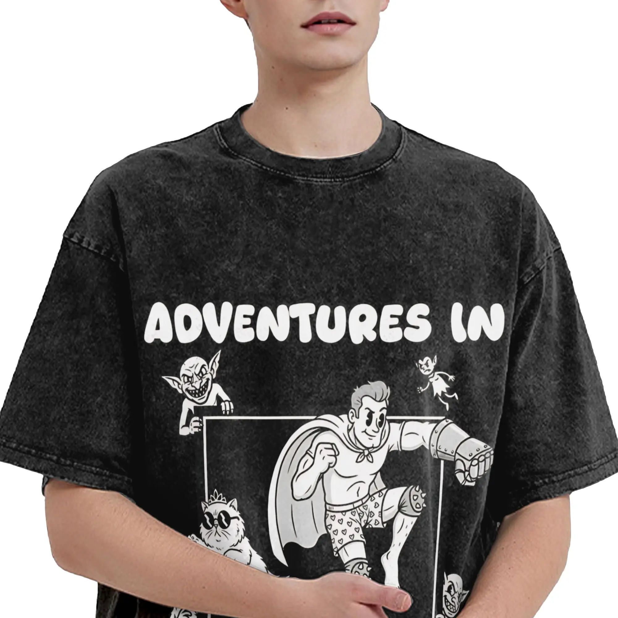 Carl And The Princess Donut and Mongo Dungeon Crawler Carl  T Shirt Hip Hop Washed Short Sleeve T-Shirts Streetwear