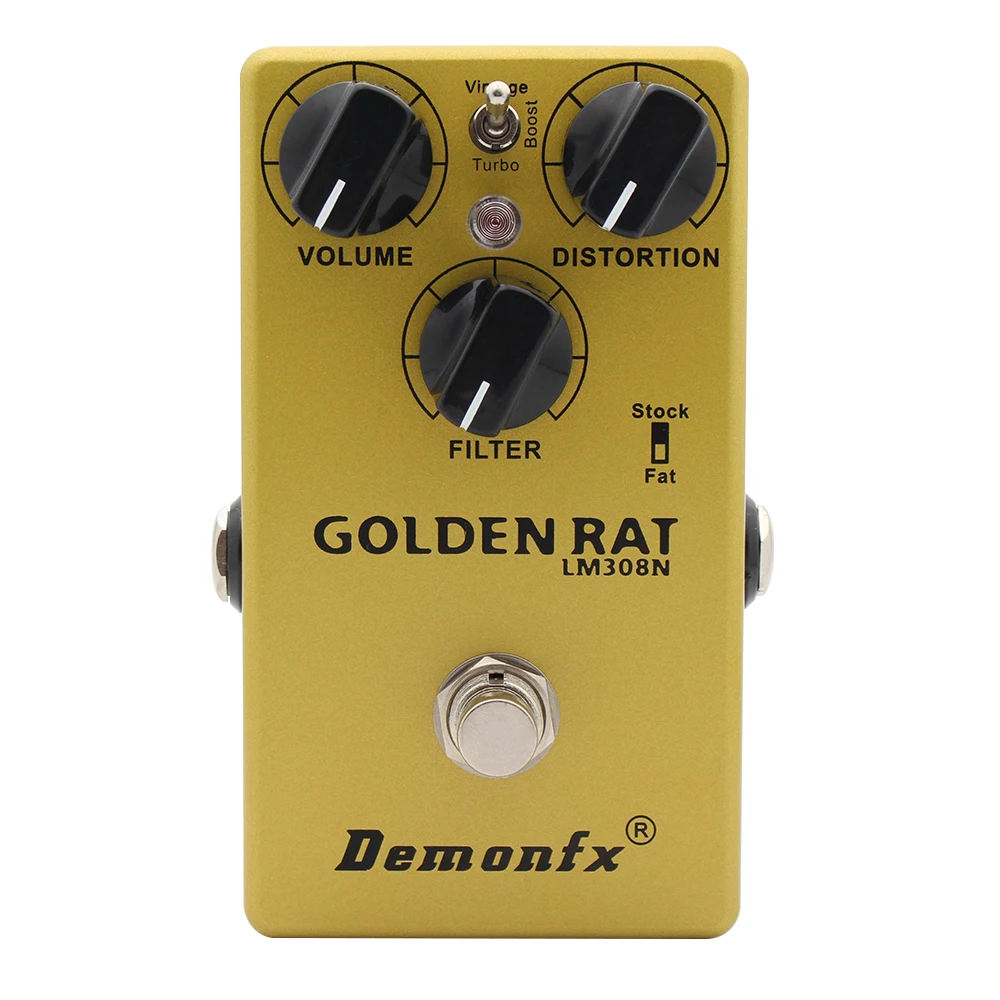 DEMONFX GOLDEN RAT GUITAR EFFECT PEDAL RAT DISTORTION ARENA-ROCK RHYTHM TONES SOARING LEADS CRUNCH CHANNEL FOR LOUD AMPS A BOOST