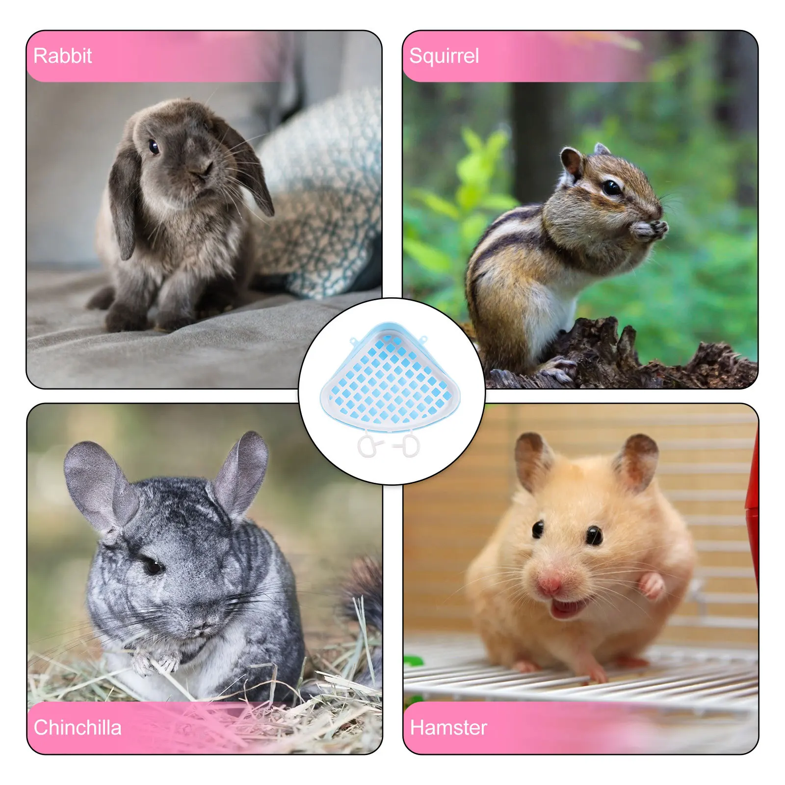 

2Pcs Pet Toilet Plastic Detachable Pet Potty for Small Animals Rabbit Hamster Guinea Pig Training Litter Basin