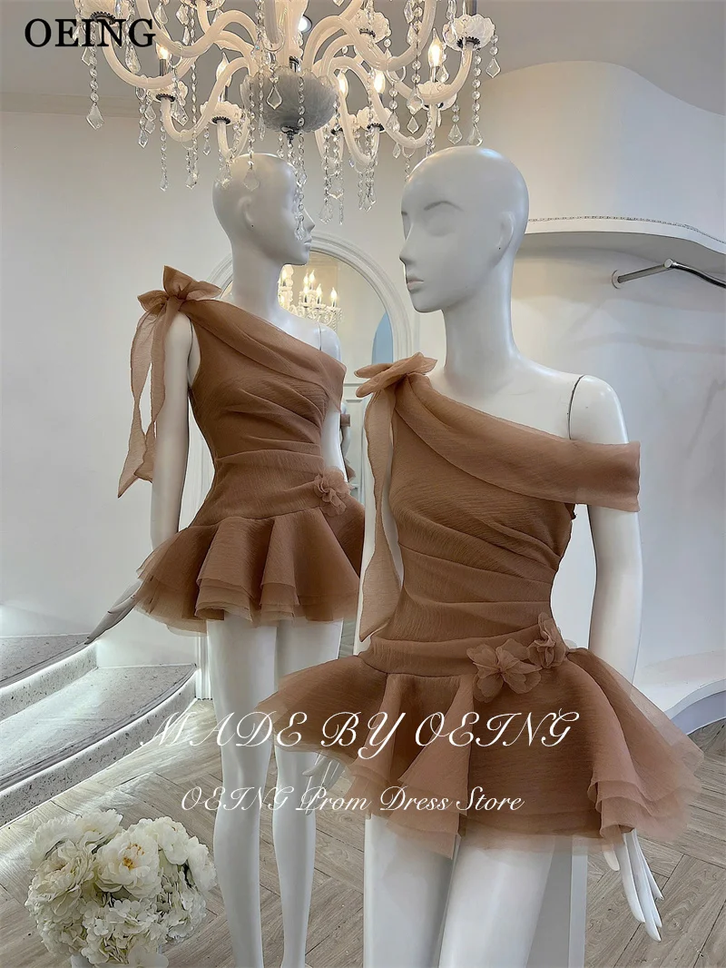 Elegancka suknia balowa w kształcie litery A, z jednym ramieniem, warstwowa, bez rękawów, z plisami, sukienki koktajlowe za kolano, szyte na miarę.