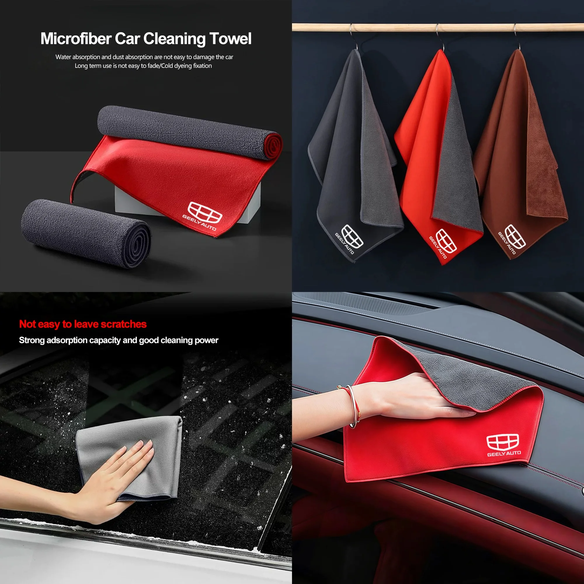 Microfiber Towel Car Cleaning Tools Rag Cloth For Geely Geometry C Coolray LC Panda Emgrand X7 EC7 Tugella Azkarra Boyue