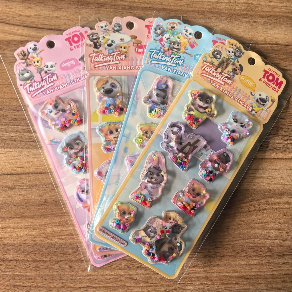 

4-Pack Fun Talking Tom & Friends Sparkly Shaker Stickers - Adorable Character Embellishments for DIY BulingBulingStickers Store