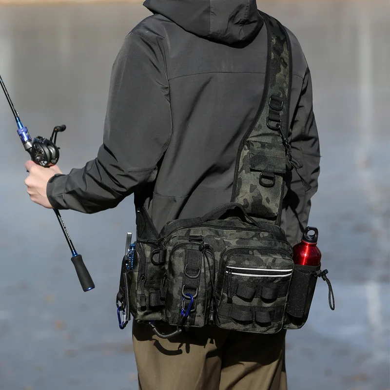 

Camouflage Multi Pocket Waterproof Outdoor Fishing Lure Bag Nylon Shoulder Waist Pack Lures Gear Reel Sports Storage Toolbag