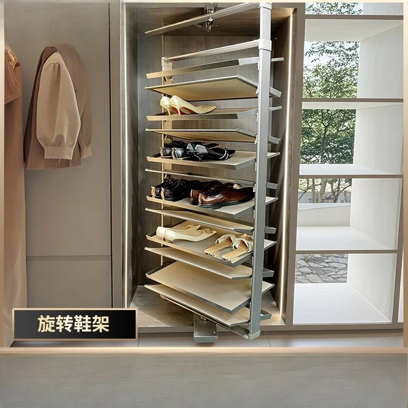Push-pull shoe rack Multi-layer household cloakroom Pull-out rotary shoe rack Retractable large-capacity storage Hardware