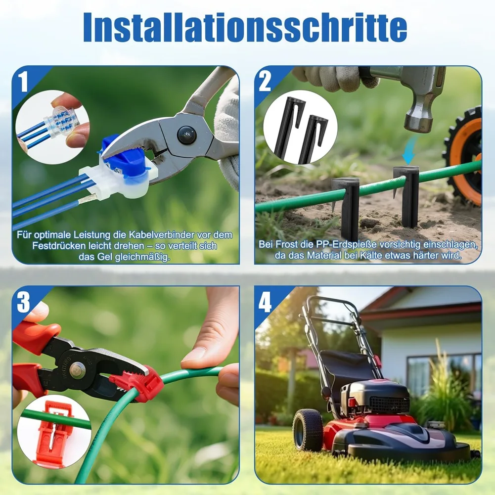 Lawn Robot Cable Set 20 Cable Connectors Robotic Lawnmower 5 Ground Nails 5 T-Branch Connectors