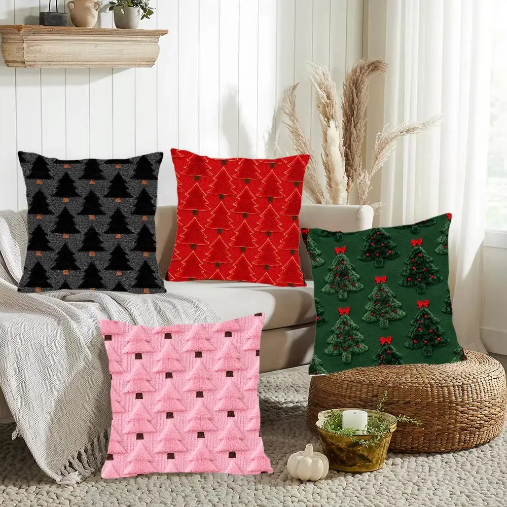 Christmas tree throw Cushion Cover Luxury Soft Plush Pillowcase Double Side Cushion Cover Cozy Home Decor Unique Gifts