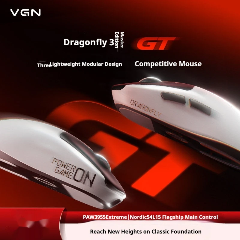 VGN Dragonfly 3 Master GT Mouse PAW3955 Extreme Lightweight Tri-mode Dual 8K Polling Rate 500mAh Long Battery Life Gaming Mouse