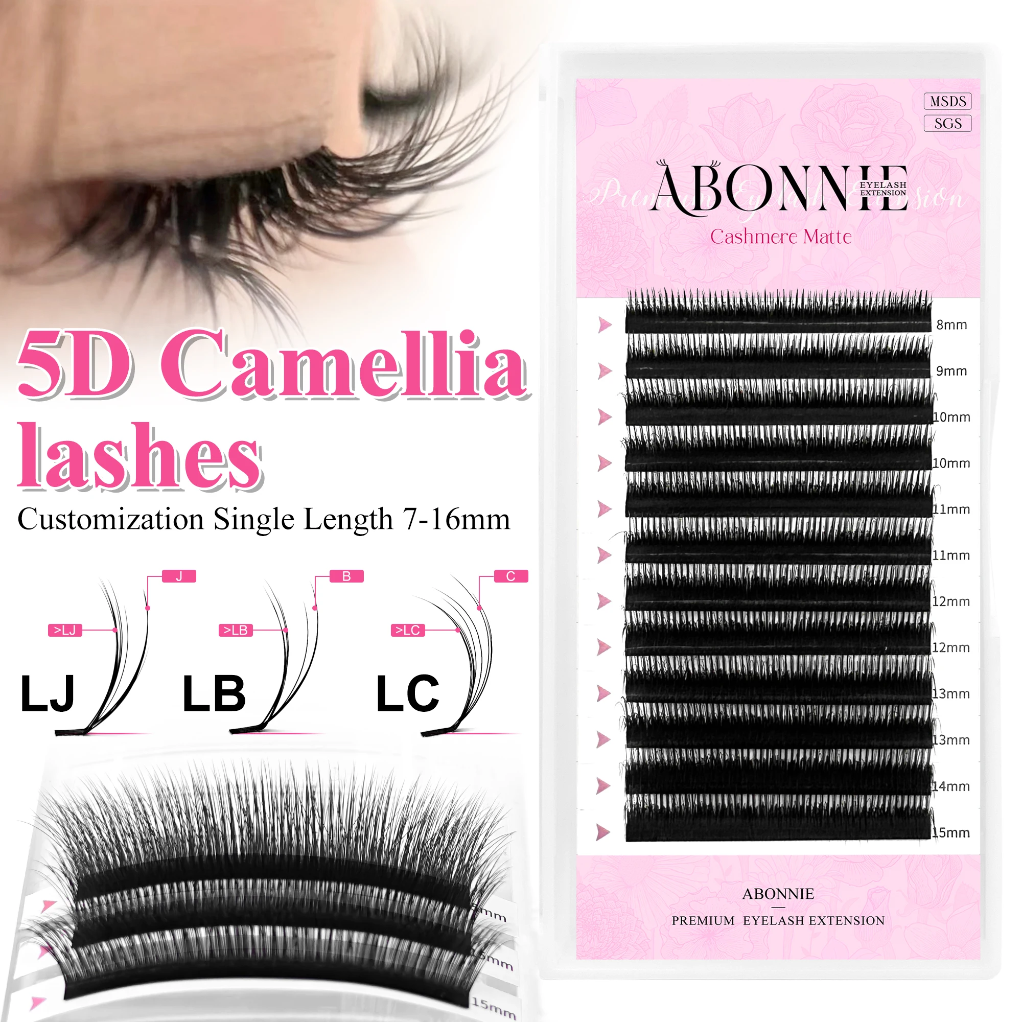 Eyelash Extension Double Volume - ABONNIE 5D Extensões de Cílios de