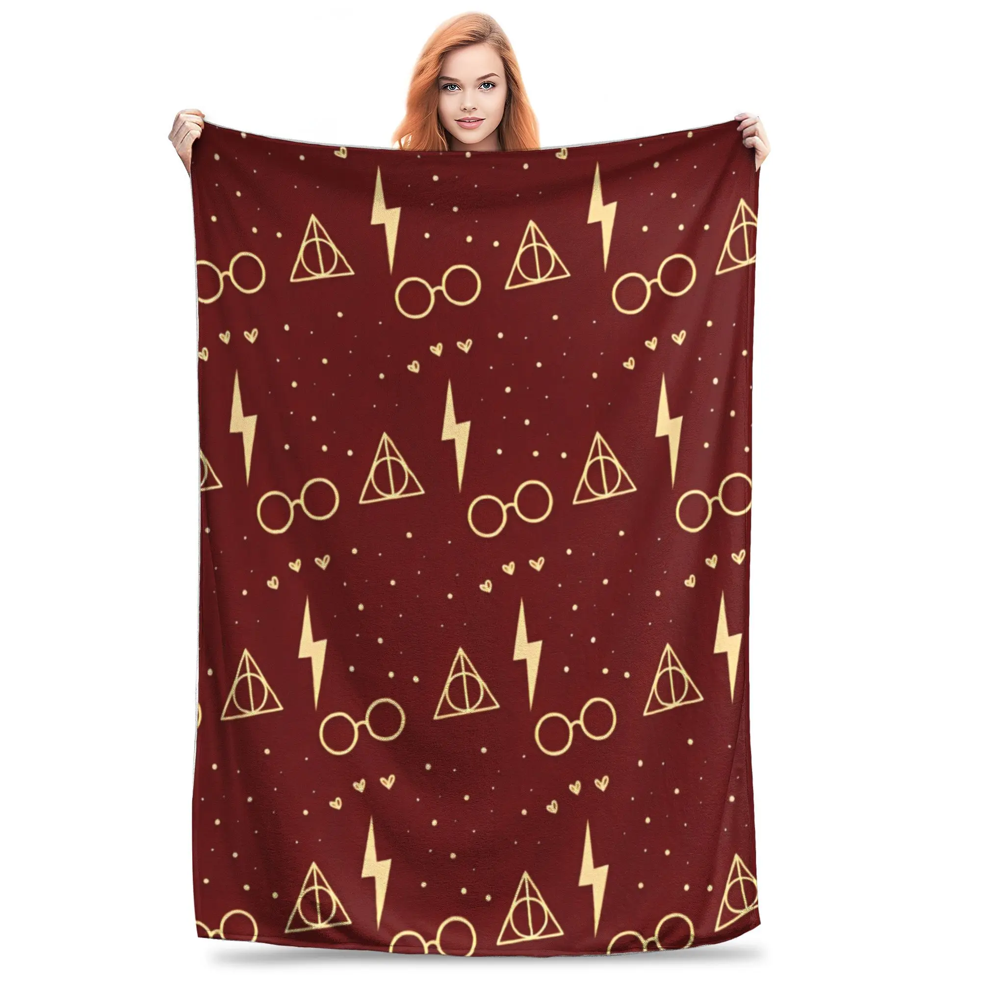 Gryffindor MINISO Harry Potter Imprint Blankets  Fleece Vintage Warm Throw Blanket for Home Autumn/Winter