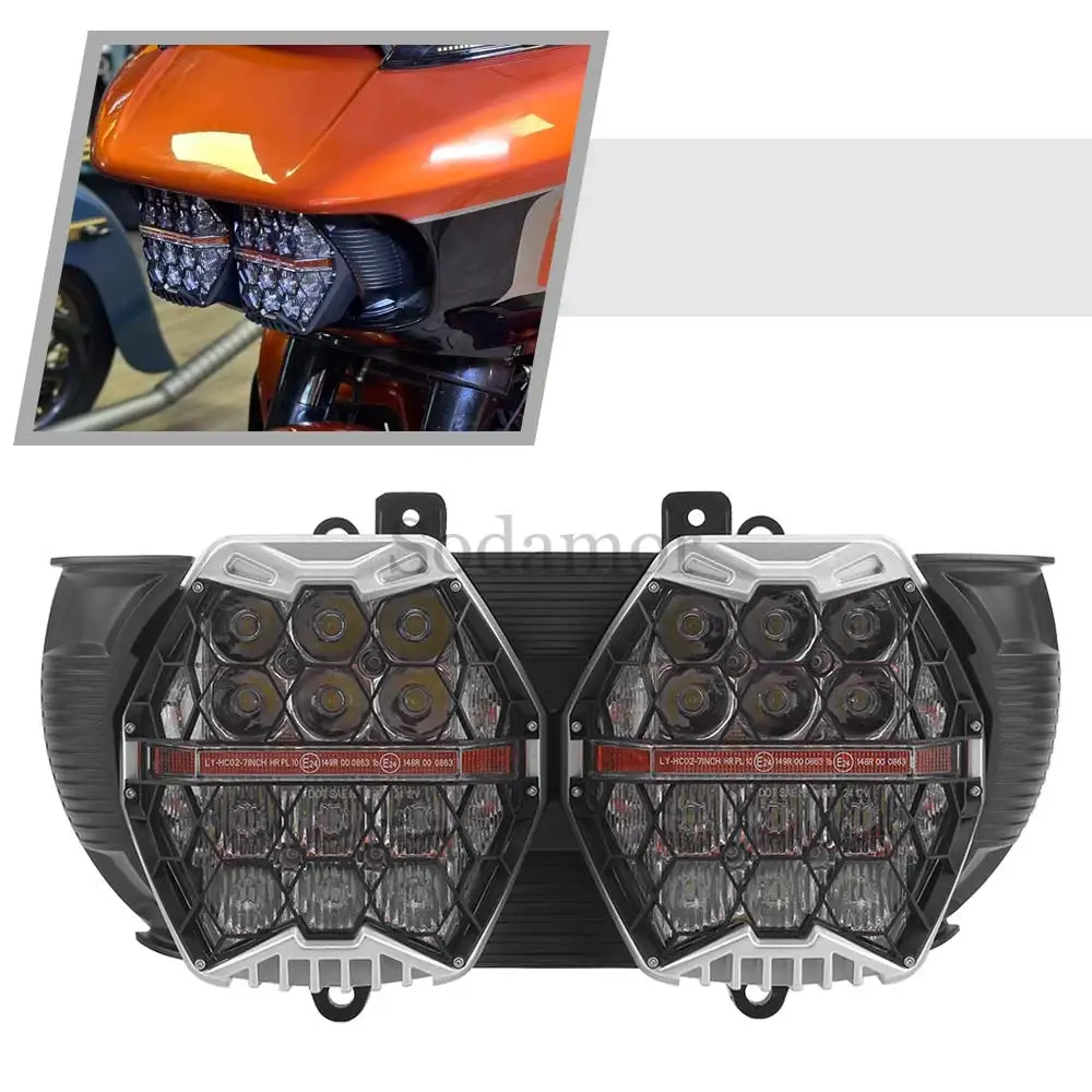 

For Harley Touring Road Glide CVO ST FLTRXSTSE 2024 Motorcycle Accessories Headlight Assembly LED Headlamp Hi/Lo Beam Amber DRL