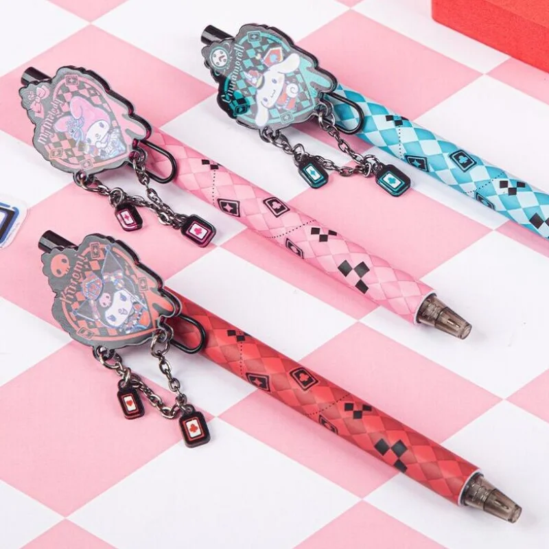 

12pcs/lot Sanrio Kuromi Melody Cinnamoroll Press Gel Pen Cute 0.5mm Black Ink Neutral Pens Promotional Gift Office School Supply