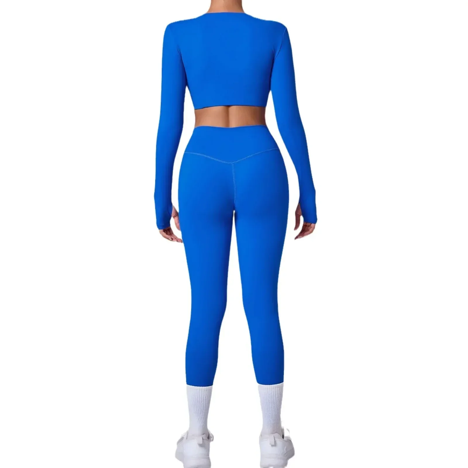 Seamless Yoga Sets Sports Fitness Peach Hip-lifting Pants Tight Breathable Long-sleeved Suits Workout Gym Leggings Set for Women image 5