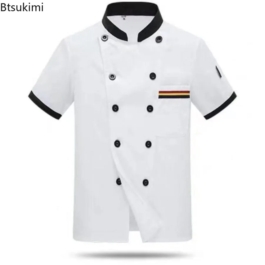 Kurtka kucharska 2025 Krótki rękaw Kurtka kucharska dla branży gastronomicznej Restauracja Szef kuchni Długi rękaw Płaszcz Odzież robocza hotelowa